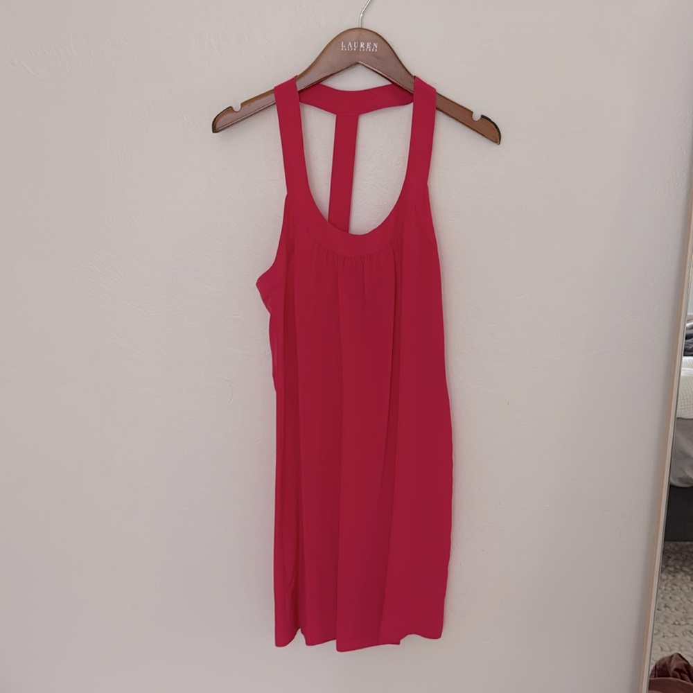 100% silk fuchsia racer back Banana Republic dress